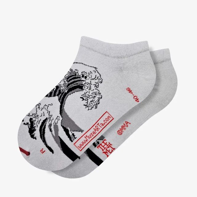 Členkové ponožky Hokusai: Veľká vlna (biele)