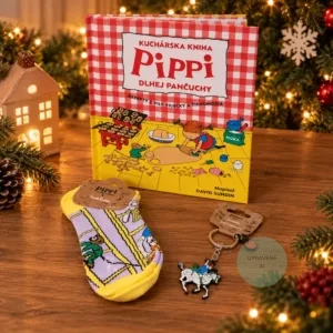 Darčeková krabička Pippi kniha + ponožky + kľúčenka